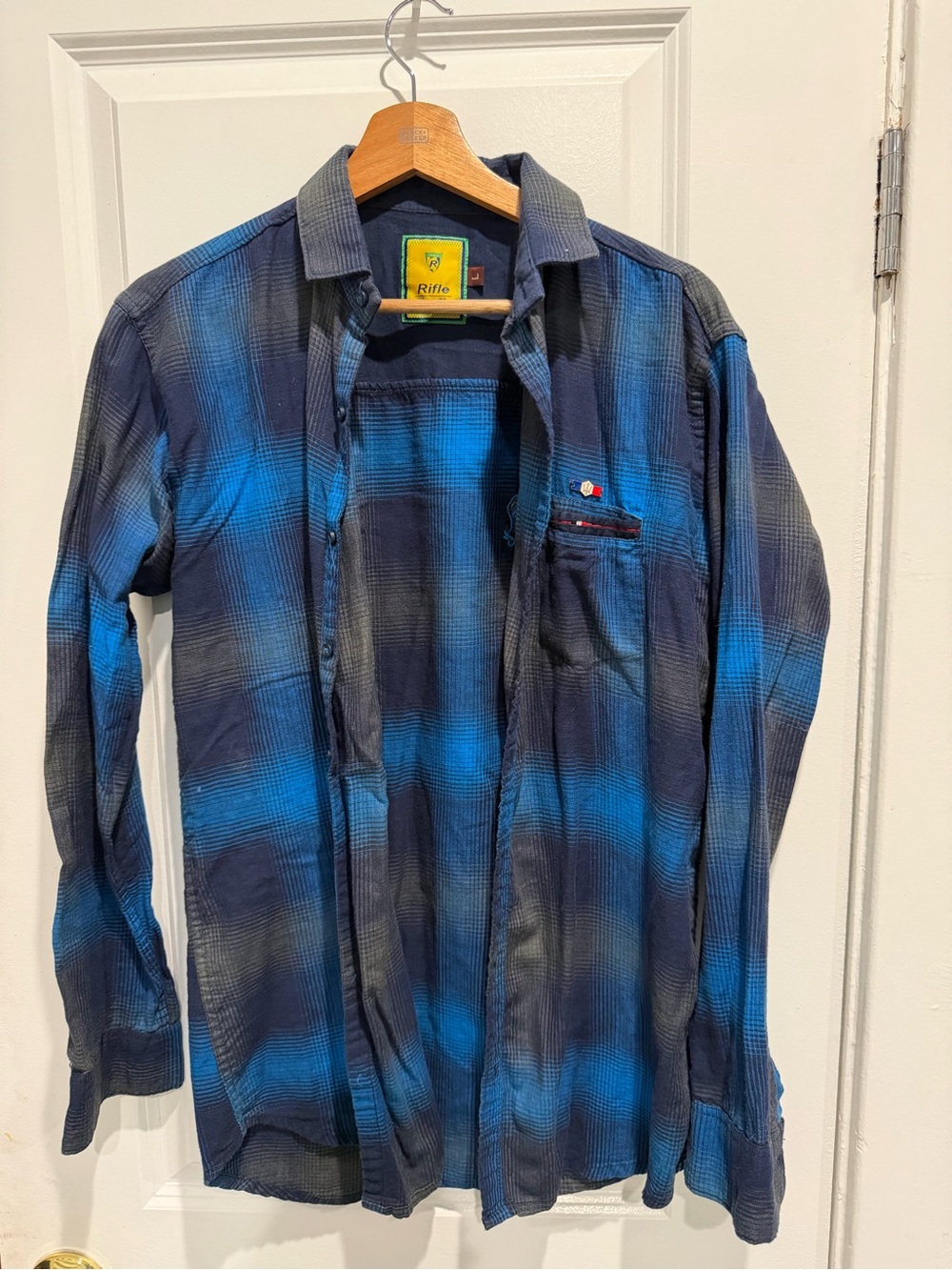 Rifle Paper Co. Blue and Navy Plaid Button-Down Shirt
